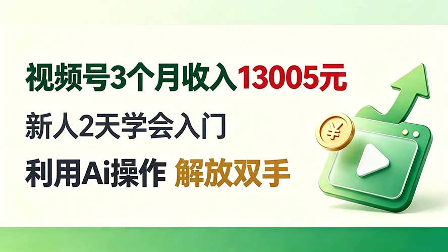 (19807期)视频号3个月收入13005元, 新人2天学会入门, 利用Ai操作 解放双手!-网赚副业网