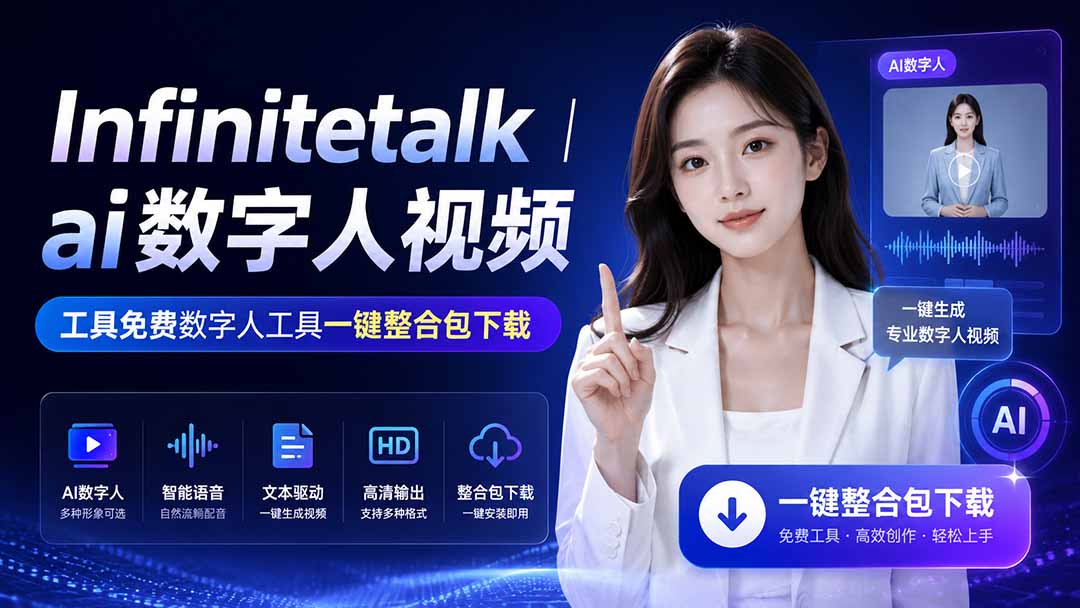 (20008期)Infinitetalk丨ai数字人视频-工具免费数字人工具一键整合包下载插图1 (20008期)Infinitetalk丨ai数字人视频-工具免费数字人工具一键整合包下载插图1