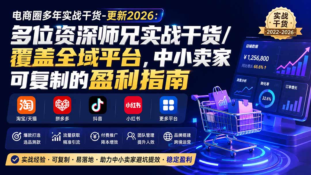 (20159期)电商圈多年实战干货-更新2026:多位资深师兄实战干货/覆盖全域平台,中小卖家可复制的盈利指南-网赚副业网