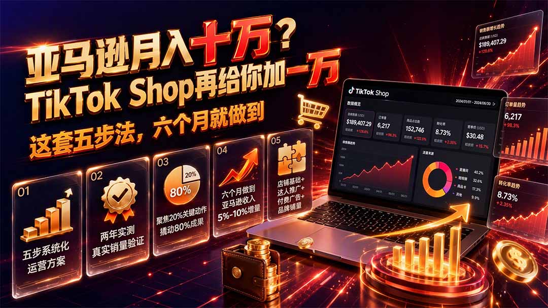 (19643期)亚马逊月入十万?TikTok Shop再给你加一万——这套五步法,六个月就做到【原创双语字幕】插图 (19643期)亚马逊月入十万?TikTok Shop再给你加一万——这套五步法,六个月就做到【原创双语字幕】插图