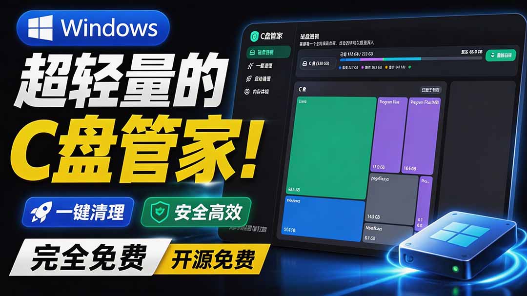 (19750期)Windows 超轻量的C盘管家!超级有特点,支持磁盘分析及清理提醒,2M大小体积,完全免费 C盘管家插图1 (19750期)Windows 超轻量的C盘管家!超级有特点,支持磁盘分析及清理提醒,2M大小体积,完全免费 C盘管家插图1