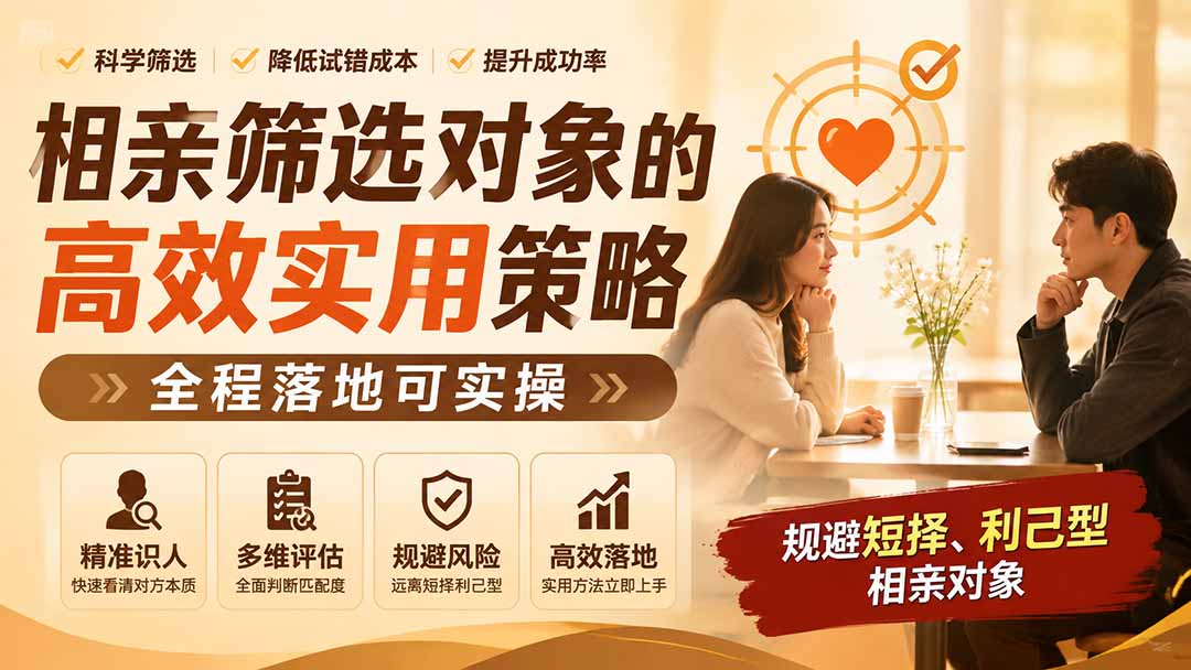 （19727期） 付费文章：相亲筛选对象的高效实用策略，全程落地可实操，规避短择、利己型相亲对象-网赚副业网