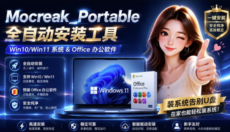 (19970期)Mocreak全自动安装office和win10、win11系统,告别U盘装系统,使用安全可靠-网赚副业网