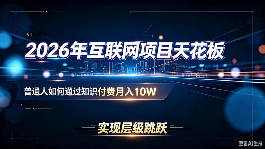 （20150期）2026年互联网项目天花板：普通人如何通过知识付费月入10W，实现层级跳跃-网赚副业网