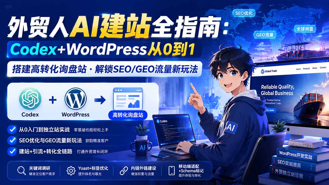 (19818期)外贸人AI建站全指南:Codex+WordPress从0到1·搭建高转化询盘站·解锁SEO/GEO流量新玩法-更新插图1 (19818期)外贸人AI建站全指南:Codex+WordPress从0到1·搭建高转化询盘站·解锁SEO/GEO流量新玩法-更新插图1