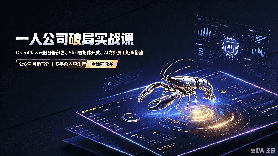(19995期)一人公司破局实战课|OpenClaw云服务器部署、Skill智能体开发、AI龙虾员工矩阵搭建,公众号自动写作与多平台内容...-网赚副业网