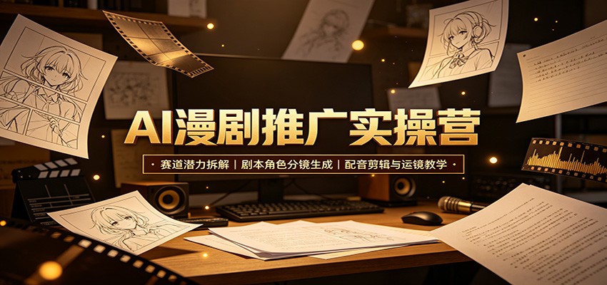 AI漫剧推广实操营:赛道潜力拆解,剧本角色分镜生成,配音剪辑与运镜教学插图 AI漫剧推广实操营:赛道潜力拆解,剧本角色分镜生成,配音剪辑与运镜教学插图