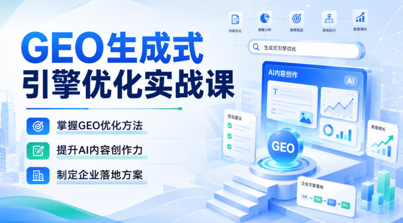 GEO生成式引擎优化实战课，掌握GEO优化方法，提升AI内容创作力，制定企业落地方案-网赚副业网