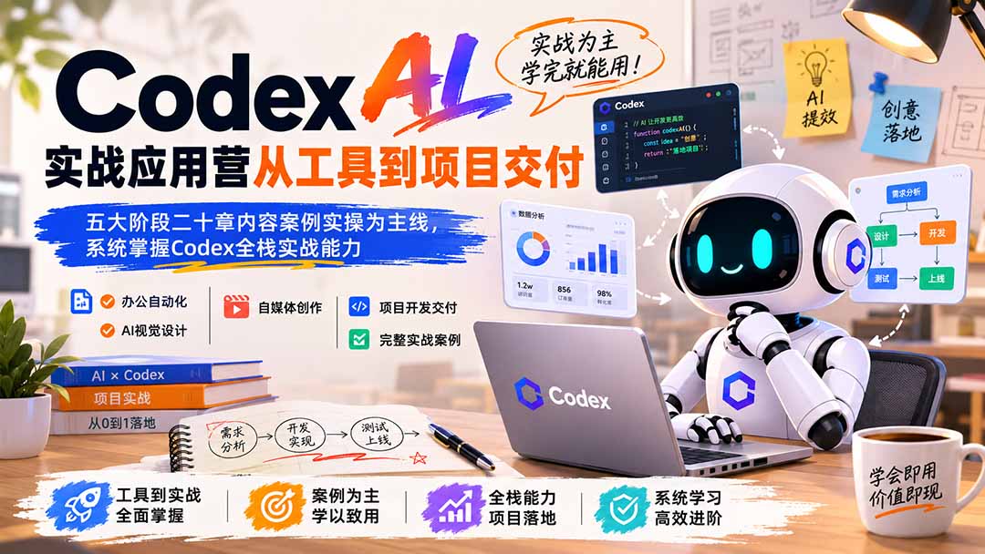 (19854期)Codex AI实战应用营从工具到项目交付;五大阶段二十章内容案例实操为主线,系统掌握Codex全栈实战能力插图 (19854期)Codex AI实战应用营从工具到项目交付;五大阶段二十章内容案例实操为主线,系统掌握Codex全栈实战能力插图