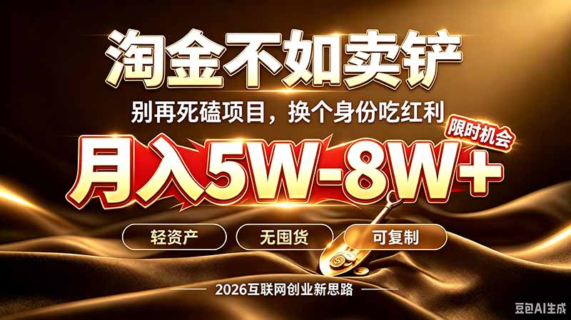 (20152期)别再傻乎乎埋头跑项目!互联网真正赚钱逻辑:做卖铲人,拒绝当韭菜,逆风翻盘月入5-8W+-网赚副业网