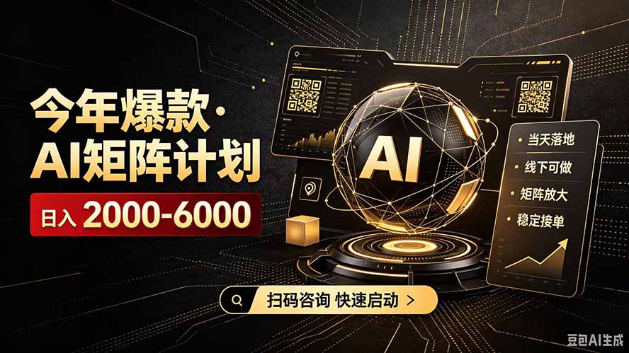 （19703期）AI矩阵计划！日收益3000-8000+，项目绿色长久，安全合规靠谱，可批量放大。扶持工作室和分公司-网赚副业网