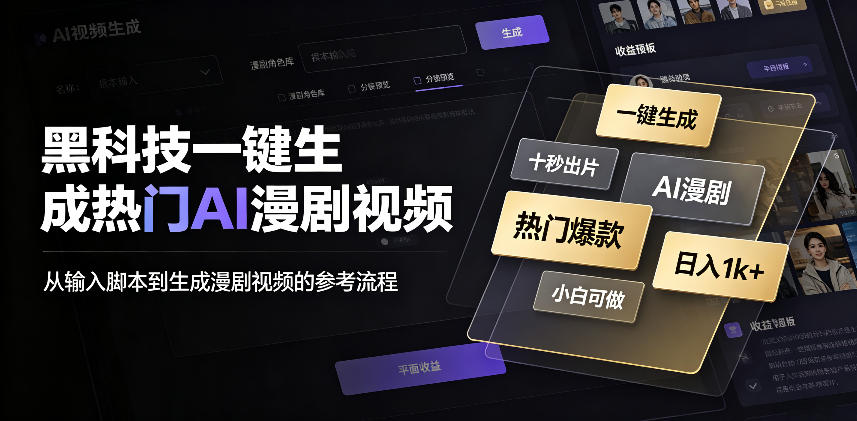 黑科技一键生成热门AI漫剧视频,十秒钟即可搞定,小白也能日入1k+【揭秘】插图 黑科技一键生成热门AI漫剧视频,十秒钟即可搞定,小白也能日入1k+【揭秘】插图