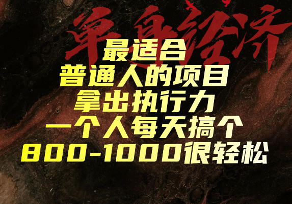最适合普通人的项目，拿出执行力一个人每天搞个800-1k很轻松【揭秘】-网赚副业网