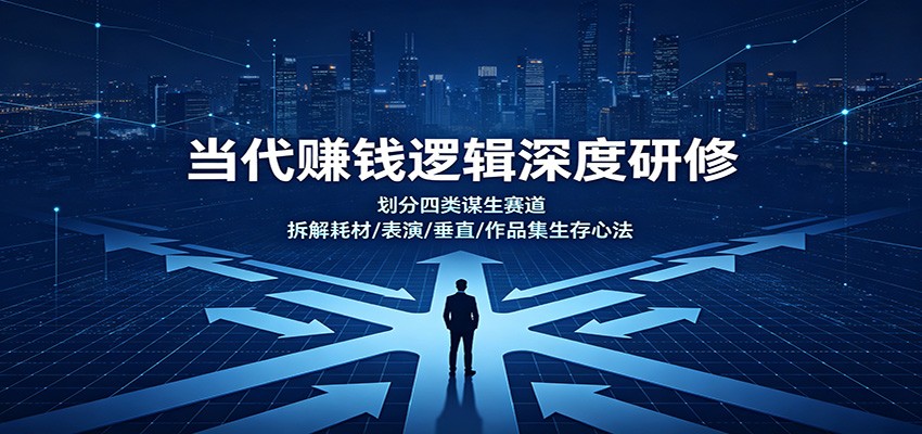 当代赚钱逻辑深度研修:划分四类谋生赛道,拆解耗材/表演/垂直/作品集生存心法-网赚副业网