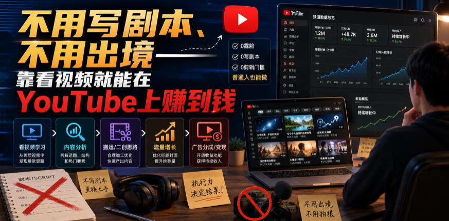 不用写剧本、不用出境——靠看视频就能在YouTube上賺到钱【原创双语字幕】插图 不用写剧本、不用出境——靠看视频就能在YouTube上賺到钱【原创双语字幕】插图