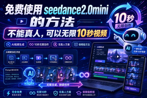 免费使用seedance2.0mini的方法,不能真人,可以无限10秒视频,9图+3音频参考插图 免费使用seedance2.0mini的方法,不能真人,可以无限10秒视频,9图+3音频参考插图