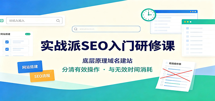 实战派SEO入门研修课：底层原理域名建站，分清有效操作与无效时间消耗-网赚副业网