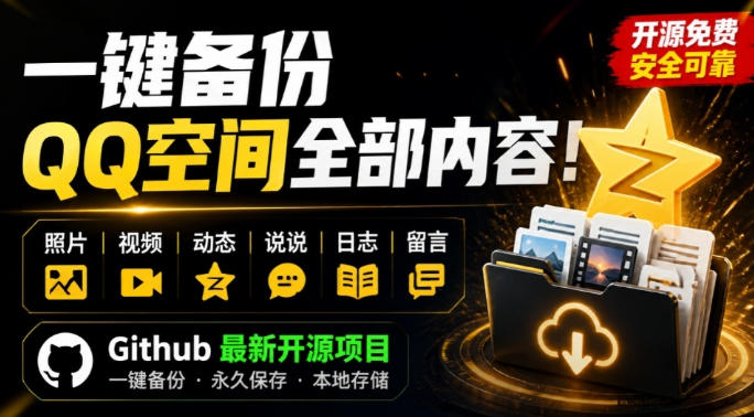 一键将你QQ空间全部内容备份下来!照片/视频/动态信息全存本地,Github最新开源项目QzoneArchive-网赚副业网