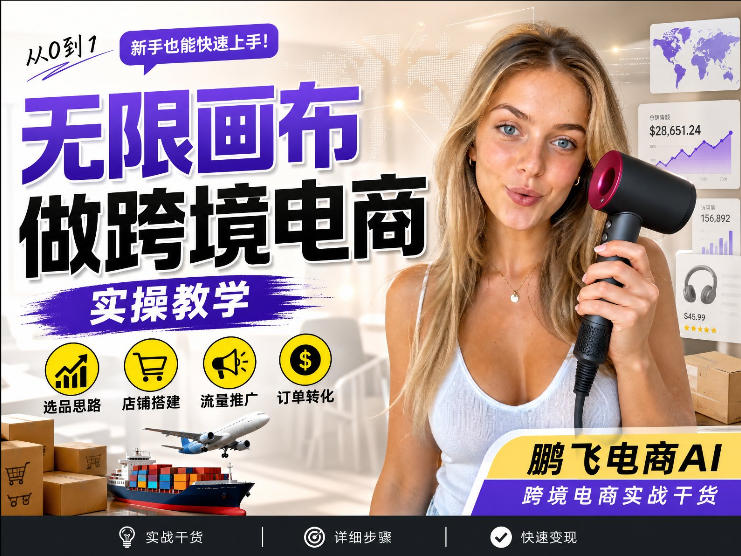 【跨境电商必备】AI无线画布制作商品宣传视频,四步搞定,无线画布工作流,操作简单好上手-网赚副业网