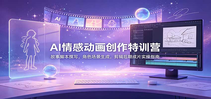 AI情感动画创作特训营:故事脚本撰写,角色场景生成,剪辑后期成片实操指南-网赚副业网