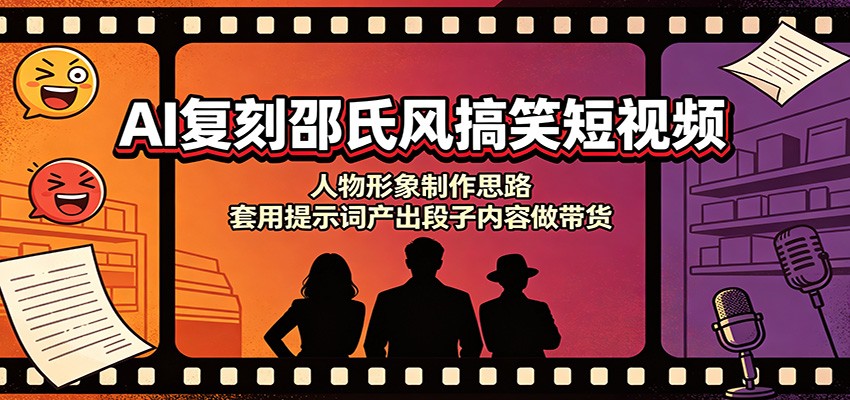 AI复刻邵氏风搞笑短视频：人物形象制作思路，套用提示词产出段子内容做带货-网赚副业网