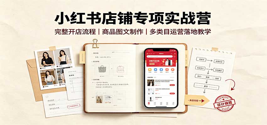 小红书店铺专项实战营:完整开店流程,商品图文制作,多类目运营落地教学插图 小红书店铺专项实战营:完整开店流程,商品图文制作,多类目运营落地教学插图