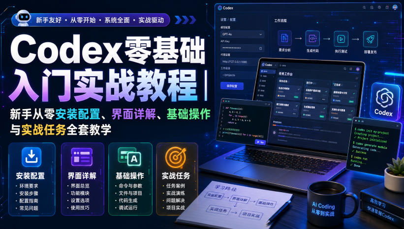 Codex零基础入门实战教程｜新手从零安装配置、界面详解、基础操作与实战任务全套教学-网赚副业网