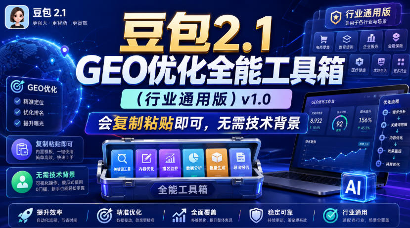 豆包2.1 GEO优化全能工具箱(行业通用版)v1.0,会复制粘贴即可,无需技术背景插图 豆包2.1 GEO优化全能工具箱(行业通用版)v1.0,会复制粘贴即可,无需技术背景插图
