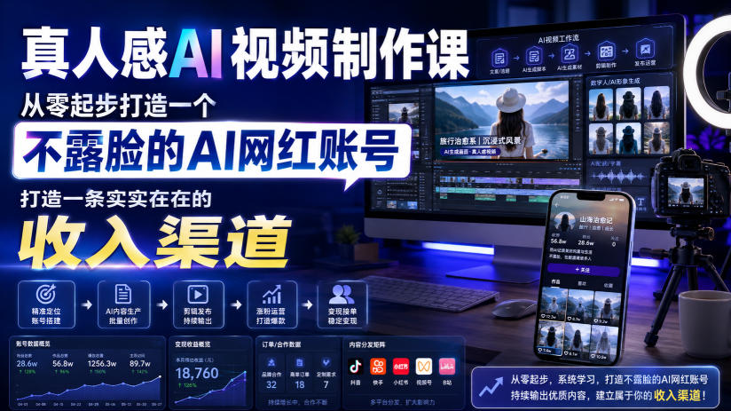 真人感AI视频制作课,从零起步打造一个不露脸的AI网红账号,打造一条实实在在的收入渠道【原创双语字幕】插图 真人感AI视频制作课,从零起步打造一个不露脸的AI网红账号,打造一条实实在在的收入渠道【原创双语字幕】插图