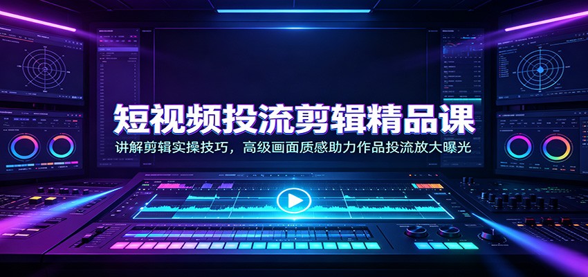 短视频投流剪辑精品课:讲解剪辑实操技巧,高级画面质感助力作品投流放大曝光-网赚副业网