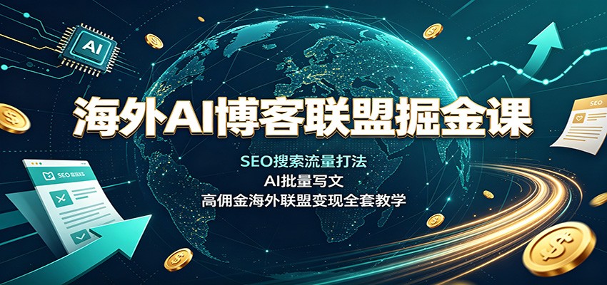 海外AI博客联盟掘金课:SEO搜索流量打法,AI批量写文,高佣金海外联盟变现全套教学-网赚副业网