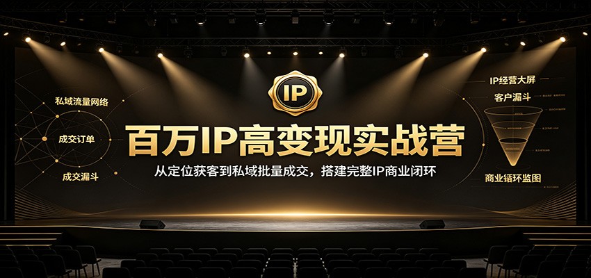 百万IP高变现实战营:从定位获客到私域批量成交,搭建完整IP商业闭环-网赚副业网