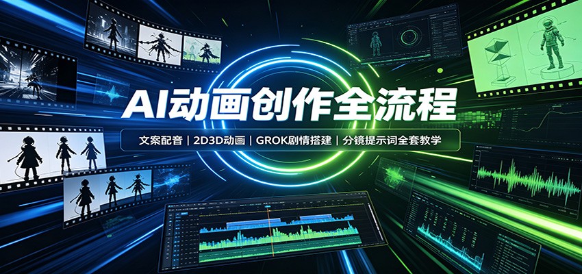 AI动画创作全流程:文案配音,2D3D动画,GROK剧情搭建,分镜提示词全套教学-网赚副业网