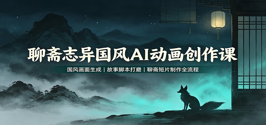 聊斋志异国风AI动画创作课:国风画面生成,故事脚本打磨,聊斋短片制作全流程-网赚副业网