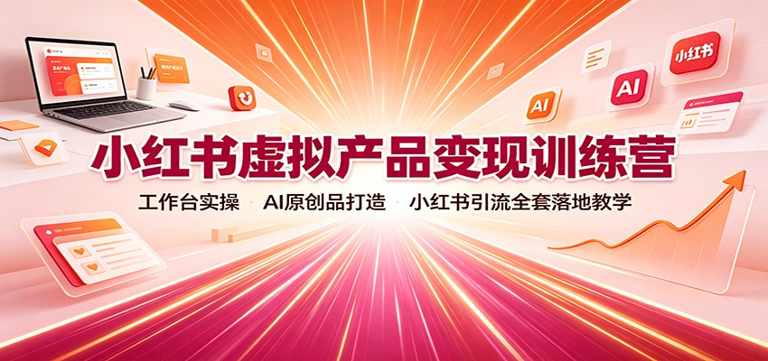 小红书虚拟产品变现训练营:工作台实操,AI原创品打造,小红书引流全套落地教学-网赚副业网