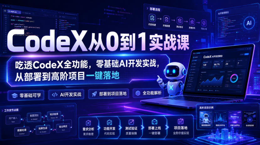 CodeX从0到1实战课,吃透CodeX全功能,零基础AI开发实战,从部署到高阶项目一键落地-网赚副业网