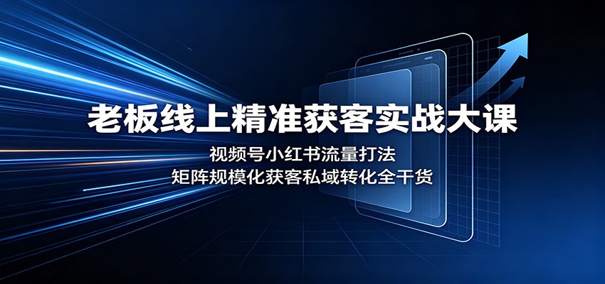 老板线上精准获客实战大课:视频号小红书流量打法,矩阵规模化获客私域转化全干货-网赚副业网