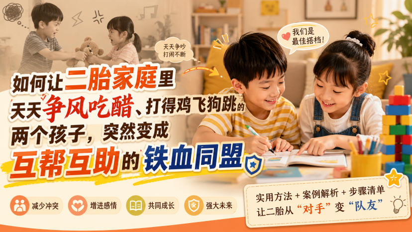 付费文章：如何让二胎家庭里天天争风吃醋、打得鸡飞狗跳的两个孩子，突然变成互帮互助的铁血同盟？-网赚副业网