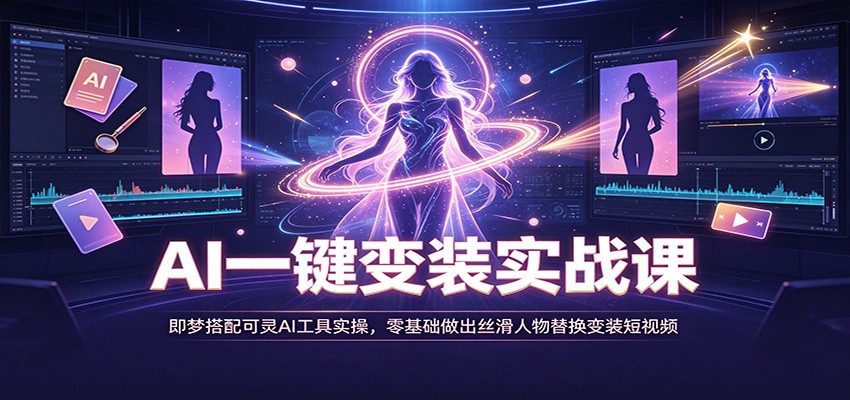 AI一键变装实战课：即梦搭配可灵AI工具实操，零基础做出丝滑人物替换变装短视频-网赚副业网