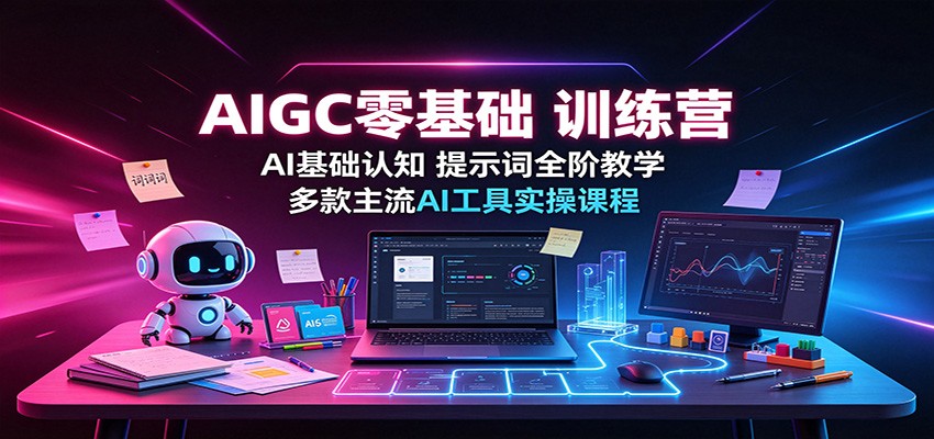 AIGC零基础训练营：AI基础认知，提示词全阶教学，多款主流AI工具实操课程-网赚副业网
