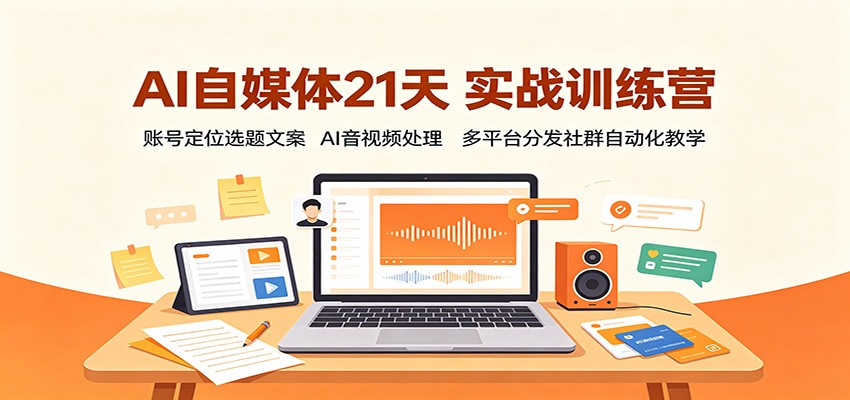 AI自媒体21天实战训练营:账号定位选题文案,AI音视频处理,多平台分发社群自动化教学插图 AI自媒体21天实战训练营:账号定位选题文案,AI音视频处理,多平台分发社群自动化教学插图