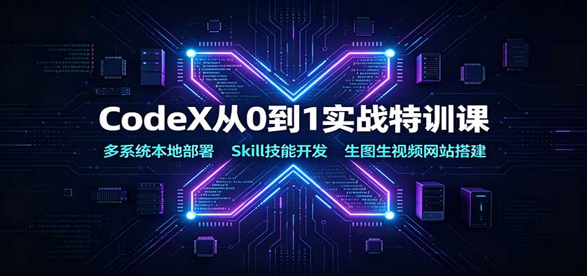 CodeX从0到1实战特训课:多系统本地部署,Skill技能开发,生图生视频网站搭建插图 CodeX从0到1实战特训课:多系统本地部署,Skill技能开发,生图生视频网站搭建插图