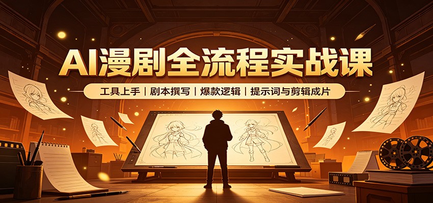AI漫剧全流程实战课:工具上手、剧本撰写、爆款逻辑、提示词与剪辑成片插图 AI漫剧全流程实战课:工具上手、剧本撰写、爆款逻辑、提示词与剪辑成片插图