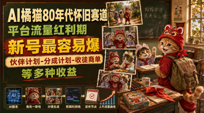 AI橘猫80年代怀旧赛道,平台流量红利期,新号最容易爆,伙伴计划-分成计划-收徒商单等多种收益插图 AI橘猫80年代怀旧赛道,平台流量红利期,新号最容易爆,伙伴计划-分成计划-收徒商单等多种收益插图