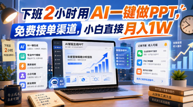 下班2小时用AI一键做PPT,免费接单渠道,小白直接月入1W【揭秘】插图 下班2小时用AI一键做PPT,免费接单渠道,小白直接月入1W【揭秘】插图