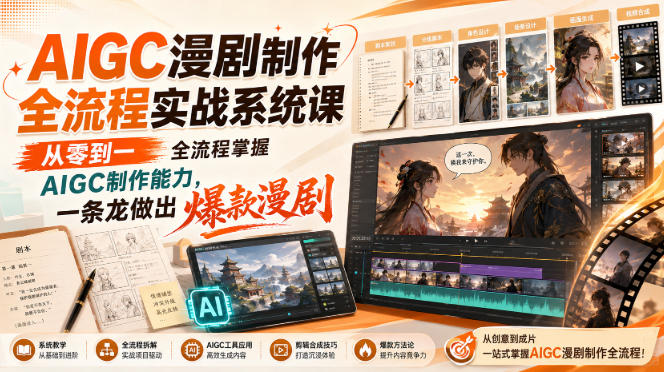 AIGC漫剧制作全流程实战系统课,从零到一全流程掌握AIGC制作能力,一条龙做出爆款漫剧插图 AIGC漫剧制作全流程实战系统课,从零到一全流程掌握AIGC制作能力,一条龙做出爆款漫剧插图