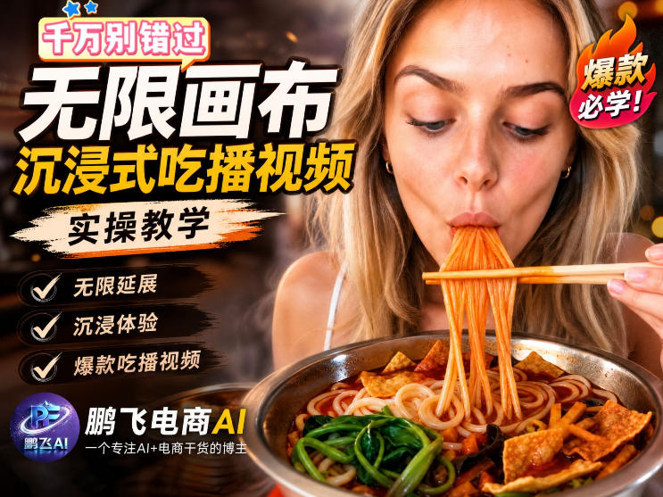 保姆级教程|用AI无线画布做沉浸式吃播,3步直接出片,无线画布工作流,操作简单好上手-网赚副业网