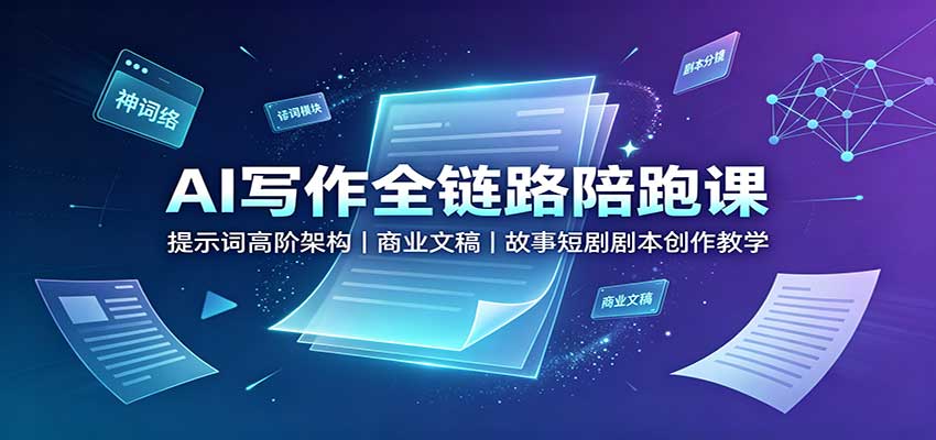 AI写作全链路陪跑课:提示词高阶架构,商业文稿,故事短剧剧本创作教学插图 AI写作全链路陪跑课:提示词高阶架构,商业文稿,故事短剧剧本创作教学插图