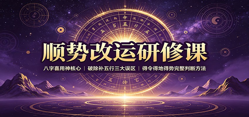 顺势改运研修课:八字喜用神核心,破除补五行三大误区,得令得地得势完整判断方法-网赚副业网