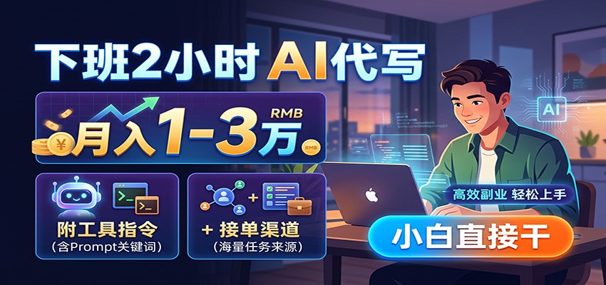 下班2小时AI代写,月入1-3万,附工具指令+接单渠道,小白直接干插图 下班2小时AI代写,月入1-3万,附工具指令+接单渠道,小白直接干插图